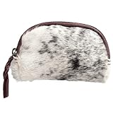 American Darling Cow Hide Hair On Coin Purse Real Genuine Cow Fur 4x3 inch Zipper (Brown & White)
