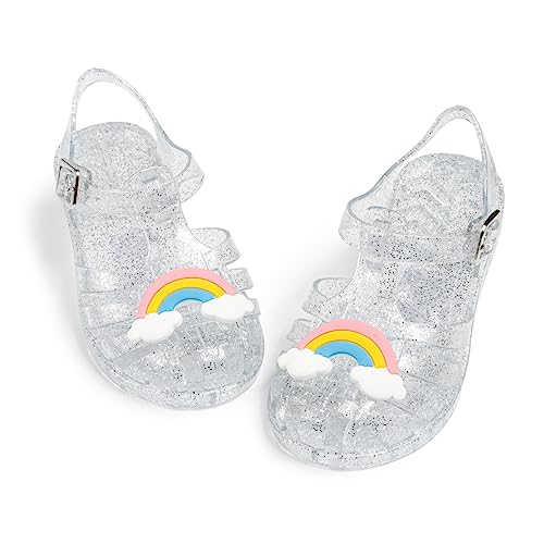 Image of KIDSUN Toddler Girls Jelly Sandals Closed Toe Water Beach Summer Shoes Soft Rubber Sole Mary Jane Dress Shoes Princess Flat