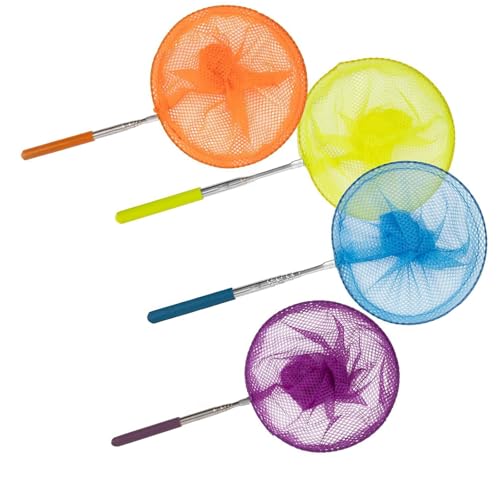 TOWARDSNAN 4lots - Red de pesca extensible para niños, diseño de libélulas y peces, red profesional para atrapar mariposas, libélulas, juguete de exploración de la naturaleza
