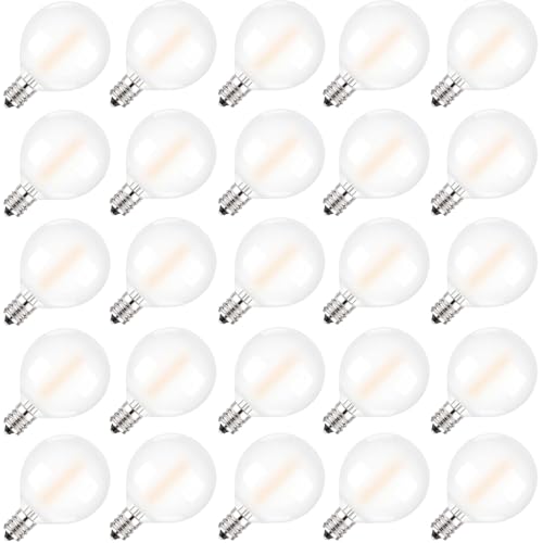 Hcnew LED Glühbirne E12 G40 1w Globe Glühlampen Warmweiss 2700K 100lm 1 watt Ersetzt 7W Filament Lampen lichterketten kranzleuchten Außenleuchten,Mattiert 220V,25 Stück
