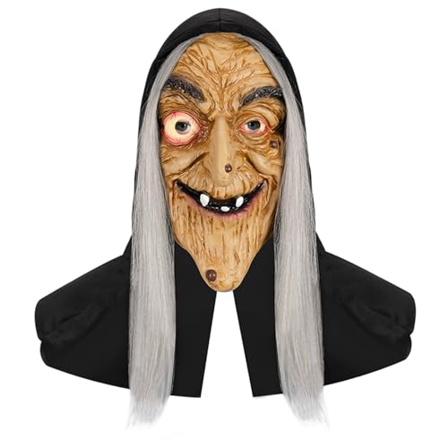 Masque de sorcière réaliste pour terrifier vos amis à Halloween