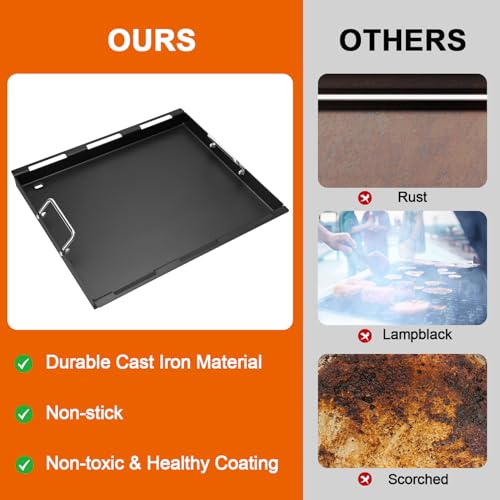DELSbbq Full-Size Grill Griddle Inserts for Weber Spirit 200 Spirit II 200 Series Gas Grills, Non-Stick Flat Top Griddle Replacement for Weber Spirit I & II E-210 E-220 S-210 S-220 Series Models - Thumbnail 6
