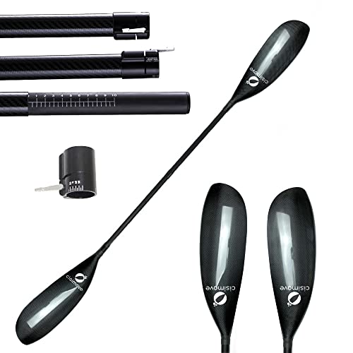 CISI SPORT Performance Lightweight 2 Piece Carbon Fiber Kayak Paddle with Wing Blade Oval Shaft 10cm Adjuster (220-230cm)