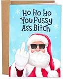 Sleazy Greetings Rude Christmas Card - Santa Claus Middle Finger - Funny Card for Adults