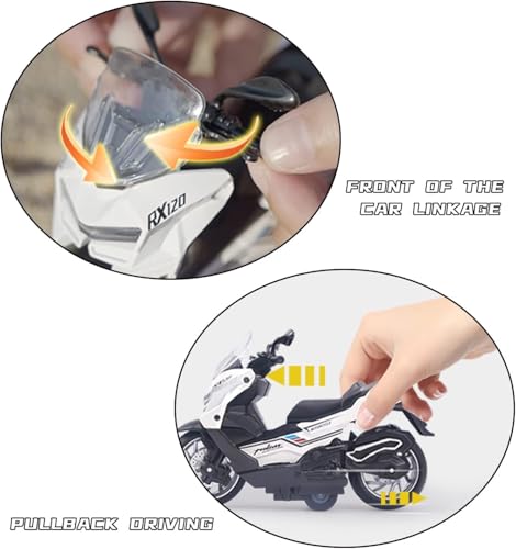 Image of FEXXA Police Motorcycle Toy - Pull Back Motorcycle Toys, Tiny Gift with Music Lighting, Latte Motorcycles Toy for Kids Boys Age 3-8 Year Old [NEW] (PALSAR RX120-WHITE)