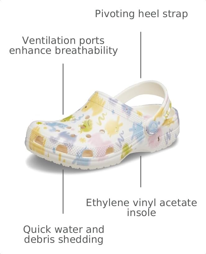 Image of Crocs Unisex's Classic Clogs with Patterns and Graphics (Little Kid /Big Kid) Chalk 4 Medium