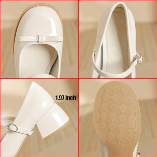 Women's Patent Leather Low Chunky Block Heel Mary Jane Pumps Fashion Classic Bowknots Round Toe Buckle Strap Work Pumps Casual Business Office Wedding Dress Shoes2