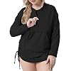 Halcurt Dames Plus Size UPF 50+ Zip Rashguard Trekkoord Geplooide Tas Surftop