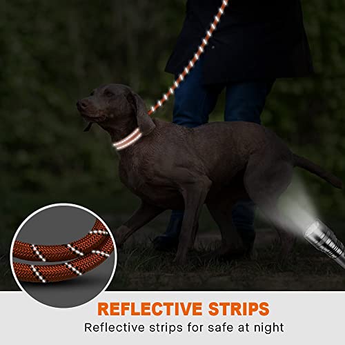 Taglory Hundeleine mit bequemen gepolsterten Griff, robuste Hundeleine zum Trainieren und Gassi gehen, 150×1.2cm Reflektierend Führleine aus weichem Nylon für große Hunde, orange