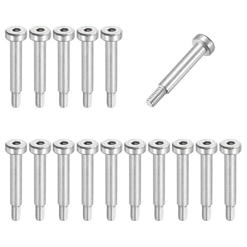 QUARKZMAN 16pcs Tornillos Hombro Acero Inoxidable 304 Diámetro Hombro 5mm Longitud Hombro 25mm Rosca M4x0.7 Tornillos Hombro Con Hexágono Interno Para Industrias Maquinaria Moldeo