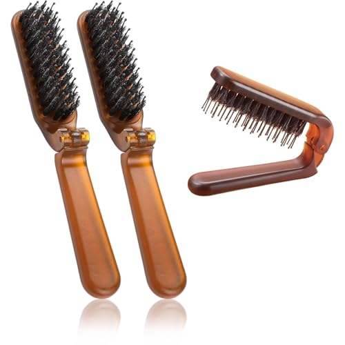 Cepillo de pelo de cerdas de jabalí plegable para lucir un cabello brillante en tus viajes