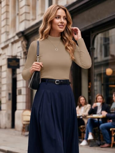 Ekouaer Women Mock Turtleneck Tops Long Sleeve Shirts Thermal Base Layer - image 2