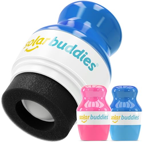 Solar Buddies Aplikator do Kremu z Filtrem – Pełny Duet Niebieski i Różowy – Wielorazowy Roll-on z Gąbką Bez BPA – Dla Dzieci, Dorosłych i Rodzin – 100ml