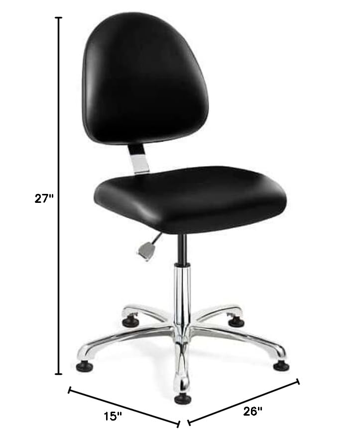 Cole-Parmer Cleanroom Chair, Deluxe Vinyl, 17 (in) to 22.25 (in) Height, ISO Class 7, Aluminum Base