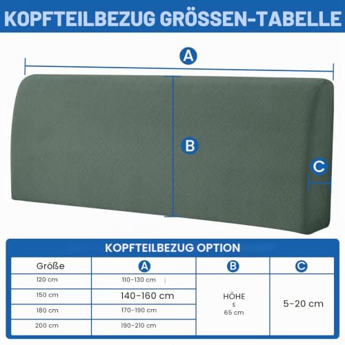 YSTELLAA Strecken Bettkopfteil Bezug, 180CM, Hellgrün – Ansicht 3
