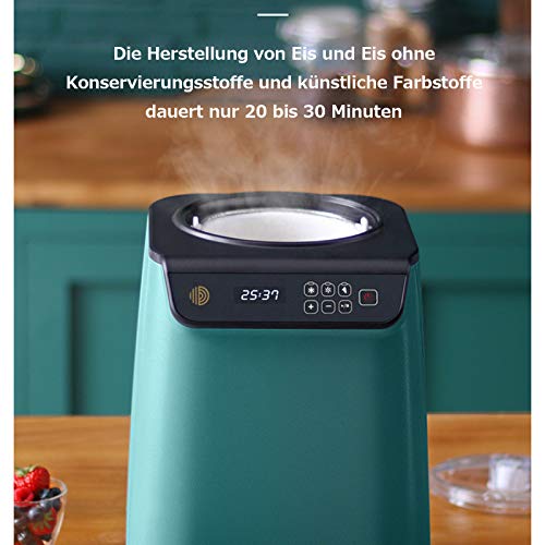 MNCYGJ Softeismaschine Für Zuhause Eismaschine Selbstkühlend, 1200ML Kapazität Kleiner Automatischer Mini Sorbetmaschine Slush EIS Maschine, Für Gelato Sorbet Tiefkühljoghurt – Bild 4
