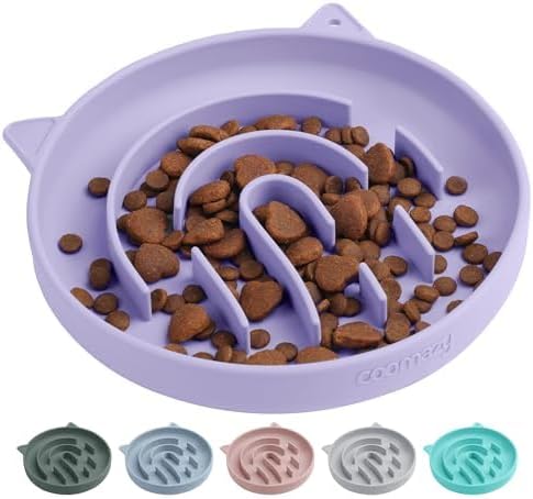 Comedouro Lento para Gatos Coomazy em Silicone com Labirinto, 7 x 7 x 1,6 polegadas e 181 g