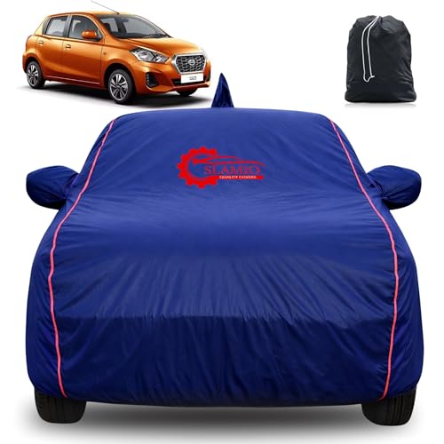 Image of 100% Waterproof Car Cover for Renault's Dutsun Go | All-Weather, Dustproof & UV Protection | Heavy-Duty 3-Layer Fabric | Custom Fit with Mirror & Antenna Pocket | Navy Blue