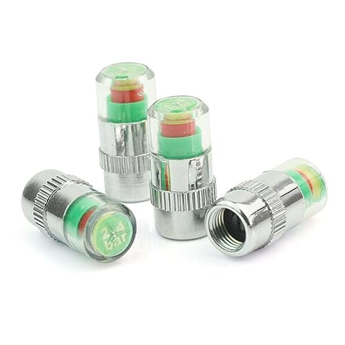 Beatifufu Auto Tire Pressure Monitor Cap 4pcs Tires Car Tire Monitor Cap Auto Tire Pressure Auto Tire Caps Copper Tire Pressure Indicator