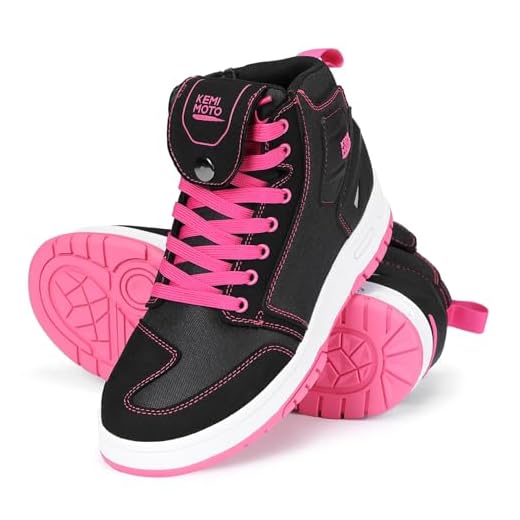 KEMIMOTO Scarpe Moto Donna, Casual Traspiranti Stivali Moto Donna con Rinforzo Cambio, Antiscivolo Sneakers Motociclista con Supporto alla Caviglia e Dettagli Riflettenti