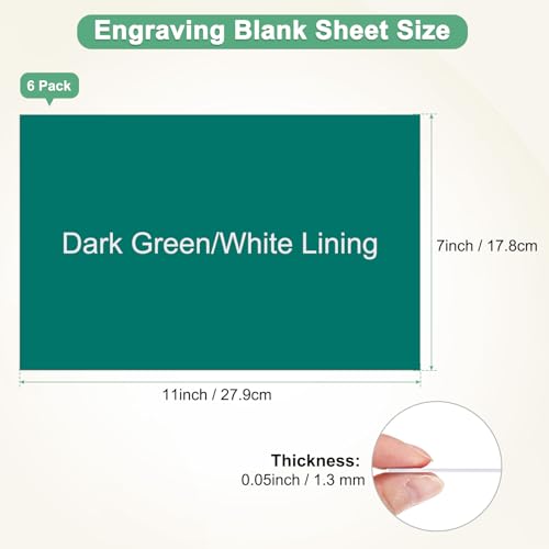 Image of M METERXITY 6-Pack Engraving Blank Materials Double Color 7x11 Inch, 1.3mm Thick ABS Plastic Sheet Yard Signs Name Plate for Door /Office /Home /Conference /Hotel /DIY Carving[Dark Green /White]