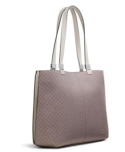Image of Calvin Klein Women's Granite Geometric Tote Bag - Vegan Leather, Monogram, 3 Pockets