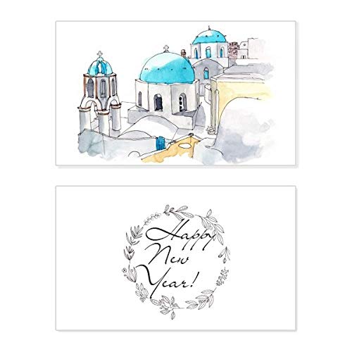 Tarjeta de Año Nuevo Imerovigli, Santorini: comparte deseos que inspiran