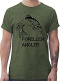Angler Geschenke & Angeln Zubehör - Forellenangler - schwarz - XL - Army Grün - Angel Herren t-Shirt - L190 - Tshirt Herren und Männer T-Shirts