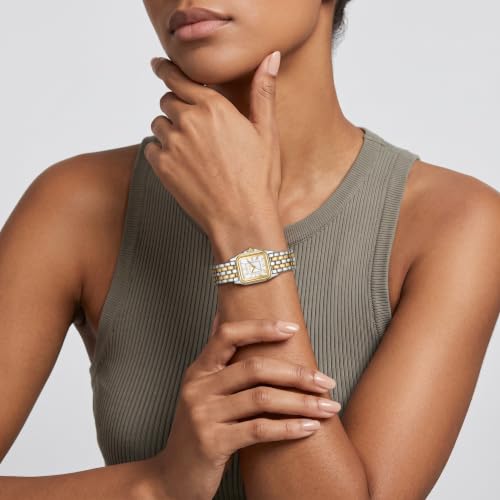 Image of CHEETAH Gold Watches for Women with Small Vintage Bracelet, Rectangular Case Roman Dial