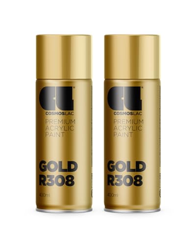 COSMOS LAC Sprühlack Sprühdose - 400ml - Sprühfarbe für den DIY-Bereich geeignet für alle Oberflächen - Lackspray (2 Gold)