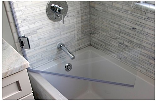 Ark Showers 6408Ghsc Frameless Bathtub Shower Door, 64 X 33.5, 5/16 (8Mm) Low Iron Glass With Square Top Corner, Polished Brass Hinges #TOP3