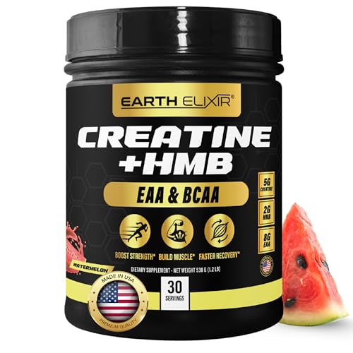 Creatine HMB Supplements for Men and Women w/Essential Amino Acids | EAA & BCAA Powder Mix | Creatine Monohydrate Powder and HMB | EAAS & BCAAS | Made in USA & 3rd Party Tested