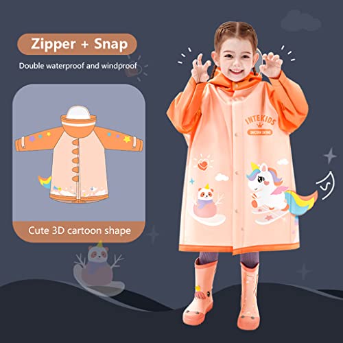 Image of Kids Raincoats Hooded Rain Poncho Waterproof Rain Jacket Boys Girls Rain Suit Cute 3D Cartoon Rainwear 2-12 Years