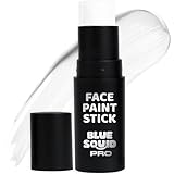 Blue Squid PRO White Face Paint Stick - Waterproof Body Paint for Adults & Kids Eye Black Baseball, Softball - Vegan Hypoallergenic Twist-Up Non-Toxic Makeup Stick for Cosplay, Sports & SFX