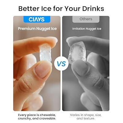 Ciays Nugget Ice Maker Countertop with 3L Detachable Water Tank and Timer Function, Pebble Ice Maker 35 lbs/24H Soft Chewable Ice, Self Cleaning Ice Machine for Kitchen, Party and Office