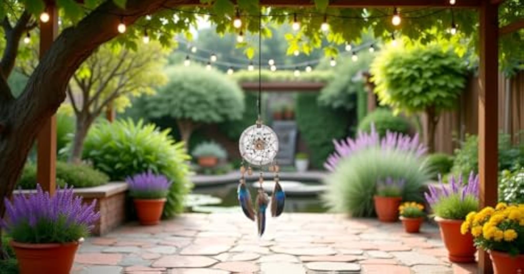Handmade Elegant Feather Beads Dream Catcher Hanging Ornament