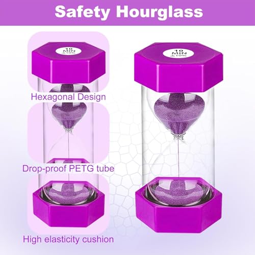 SuLiao Hourglass Sand Timer for Kids, Sand Clock 1/3/5/10/30 Minutes Set, Reloj de Arena Niños, Colorful Plastic Sand Watch Hour Glass Sandglass for Classroom, Games, Kitchen Decor(Pack of 5)