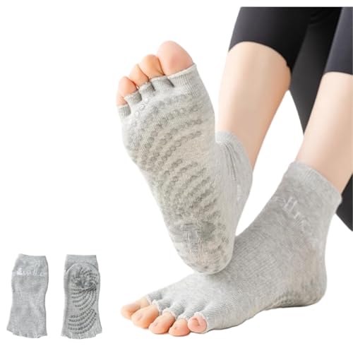 Wellrox Toeless Yoga Socks, Yoga Socks with Grips for Women, Toeless Socks, Open Toe Socks Women, Pilates Toe Socks