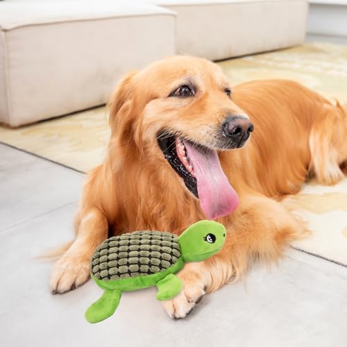 DecorDwell Plüschtier für Hunde, Quietschendes Hundespielzeug, Hundespielzeug mit Niedlich Plüsch Schildkröte Muster, Haustierspielzeug für Welpen Kleine, Mittelgroße Hunde, Robust und Langlebig
