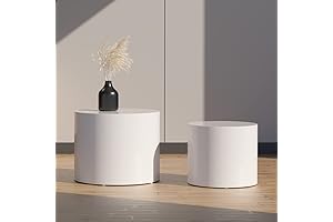 WILLIAMSPACE Modern Matte White Round Coffee Table Set for Living Rooms
