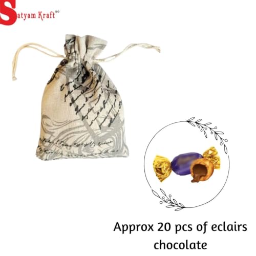 Image of SATYAM KRAFT 100 Pcs Jute Potli Bags for Wedding, Return, Festive Gifting, Eco-Friendly, Handmade Drawstring Bags for Jewelry, Sweets, Dry, Party, Reusable & Biodegradable (Pack of 100) (Multi color)