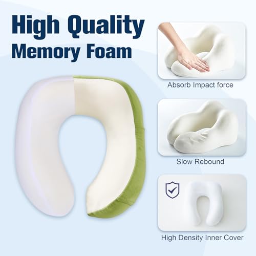 Image of Cirorld Neck Pillow for Traveling, Travel Pillows for Airplanes,100% Pure Memory Foam Travel Neck Pillow, Adjustable Flight Pillow, Portable Plane Accessories with Eye Mask, Earplugs, Carry Bag