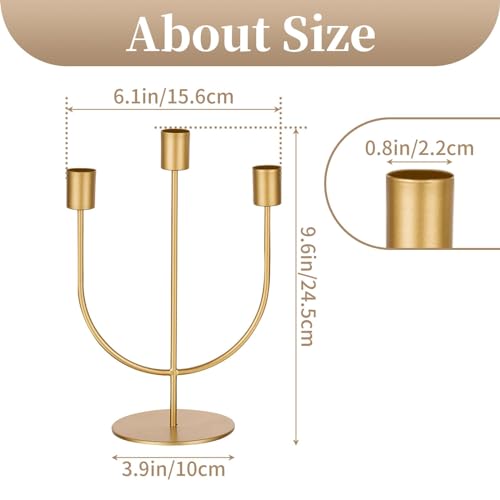 Sziqiqi Gold Candlestick Candle Holder for Wedding Table Centerpiece - Candelabras 3-Arms Minimalist Taper Candle Holders for Party Event Decor Dining Tables Candelabra Decorations - Cosy Home Interiors Sziqiqi Gold Candlestick Candle Holder for Wedding Table Centerpiece - Candelabras 3-Arms Minimalist Taper Candle Holders for Party Event Decor Dining Tables Candelabra Decorations - Image 5