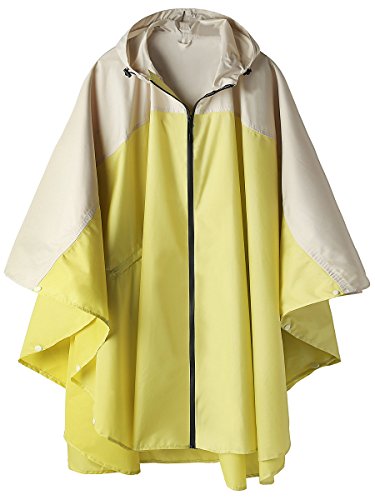 Stylish Unisex Hooded Waterproof Raincoat with Zipper Outdoor Windbreak Rain Jacket Bike Poncho Point Cloak (Yellow)