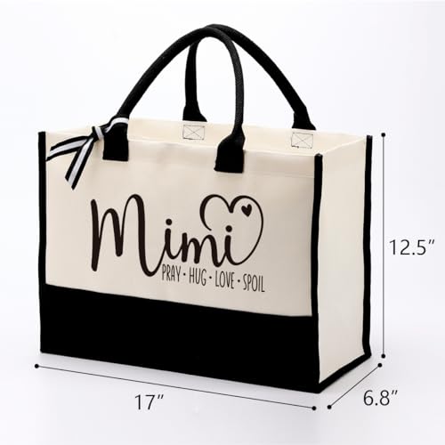 Mimi Canvas Tote Gift, Mimi Heart Gift: Pray - Hug - Love - Spoil, Canvas Tote Bag for Gifting, Women Cotton Canvas Tote Bag for Mother's Day, Mimi Birthday Gift, Christian Gift for Nana2