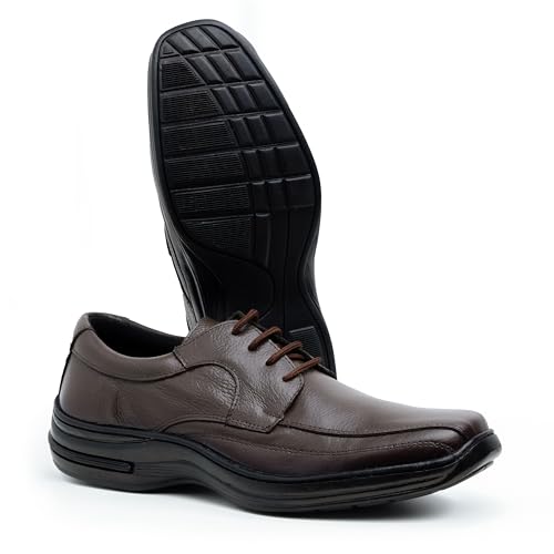 Sapato Social Masculino Clássico Couro Legítimo Conforto 5020 (39, Marrom)