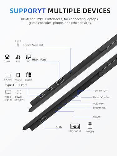 Image of MAGICRAVEN Large Portable Monitor, USB-C & HDMI Laptop Screen Extender,Second Display for Console with Built-in Speakers, Works with PS5, Xbox, Switch, Ideal for Travel, Home & Office - 23.8 inch