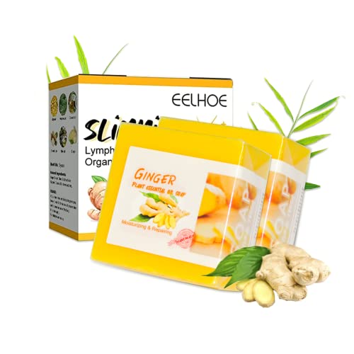 2Pcs Lymphatic Detox Organic Ginger Soap, Ginger Lymphatic Drainage, Natural Organic Ginger Soap for Swelling and Pain Relief, for All Skin Types