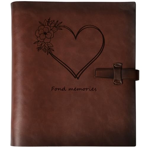 Photo Album 4x6 200 Photos, Genuine Leather Albums Page Refillable with 30 Pieces Writing Paper, Best Gift for Travel Wedding Kids Graduation Baby Picture Album Scrapbook