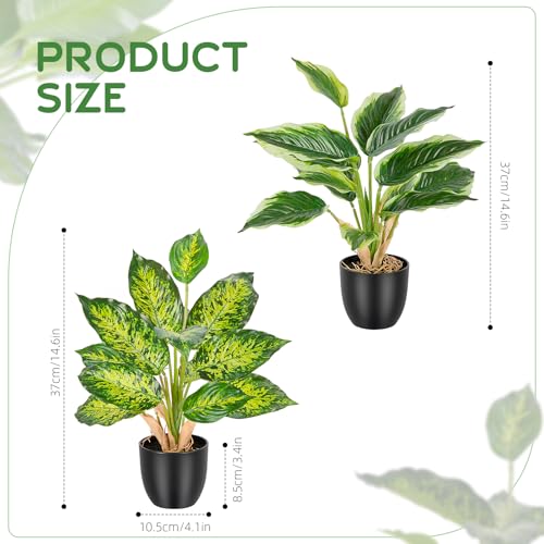 Aevcvok-2-Stuck-Kunstpflanze-37cm-Kunstliche-Pflanzen-Wie-Echt-Dekopflanze-Plastik-Pflanze-im-Topf-Zimmerpflanzen-Kunstblumen-fur-Drausen-fur-Schlafzimmer-Badezimmer-Wohnzimmer-Zimmer-DekoA | Dealmeister.io Alt tag für bilder post titel